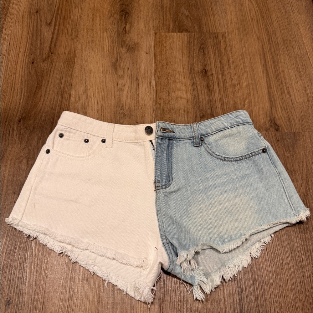 Vintage Havana Cream and Light Blue Jean Shorts